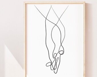Holding Hands Line Art Print: Minimalist Home Decor (Digital Download)