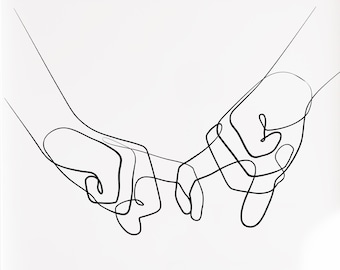 Lovers Hands Line Art Print: Minimalist Couple Drawing (Digital Download)