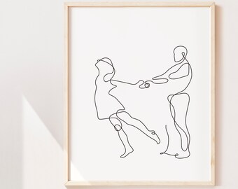Minimalist Couple Line Art Print: Romantic Home Decor (Digital Download)