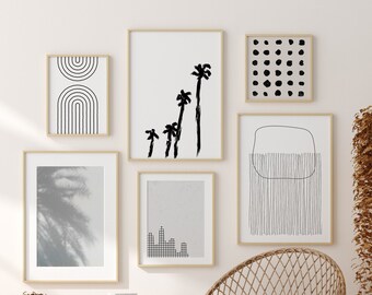 Mid Century Modern Gallery Wall Art Set: Abstract Boho Prints (Digital Download)
