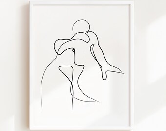 Minimalist Nude Woman Line Art Print, Modern Home Decor (Digital Download)