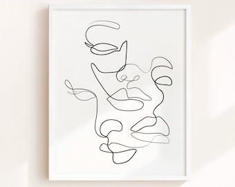 Minimalist Woman Face Line Art Print (Digital Download)