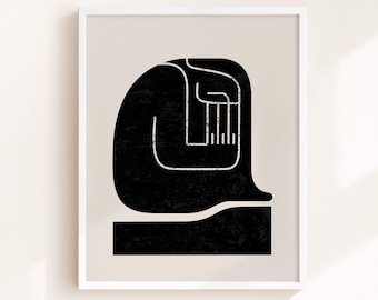 Mid-Century Modern Woman Art Print: Minimalist Boho Decor (Digital Download)