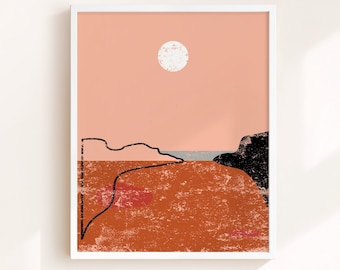 Boho Landscape Art Print: Mid-Century Modern Earth Tones (Digital Download)