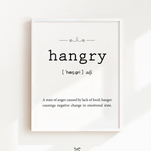 Funny Hangry Definition Print: Kitchen Wall Art (Digital Download)