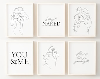Erotic Couple Line Art Prints: Sensual Gallery Wall Set (Digital Download)