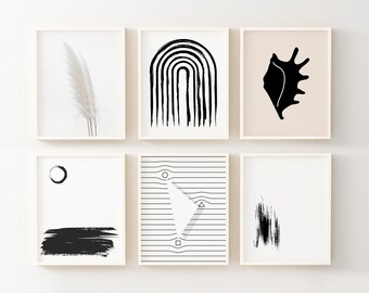 Mid-Century Modern Gallery Wall Art Set: Abstract Scandinavian Prints (Digital Download)
