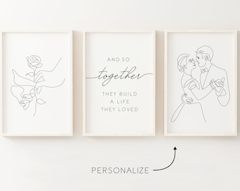 Custom Family Portrait Line Art Drawing Set (Digital Product)