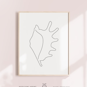 Sea Shell Print- Line Art Home Decor, Shell Printable Wall Art, Shell Minimalist Art, Boho Wall Decor, Coastal Bathroom Decor, Digital Print