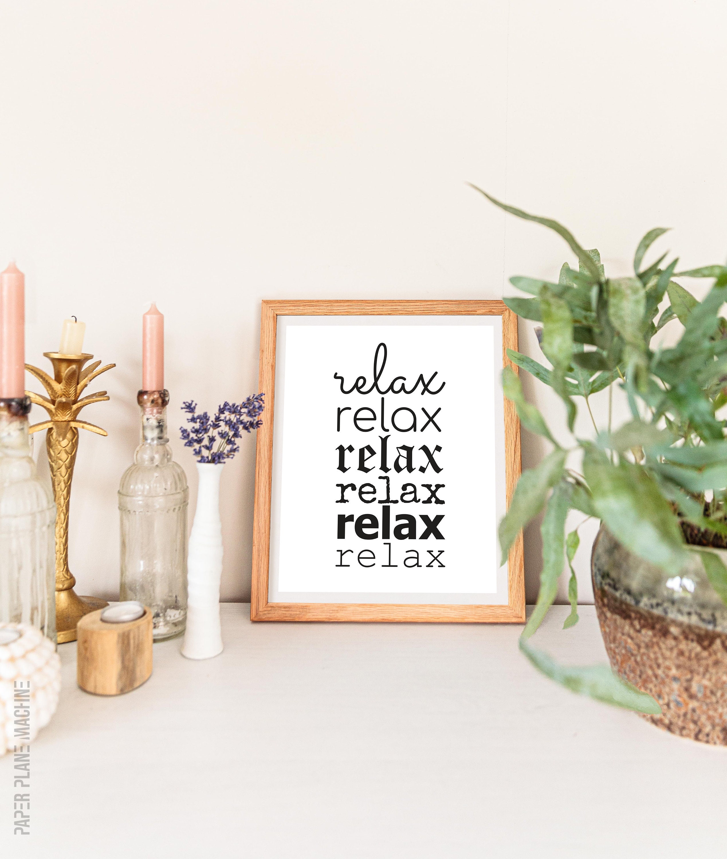 Relax Sign Typography Poster Printable Wall Art Relax Etsy
