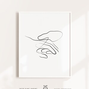 Delicate Hands Line Art Print: Minimalist Couple Drawing (Digital Download)