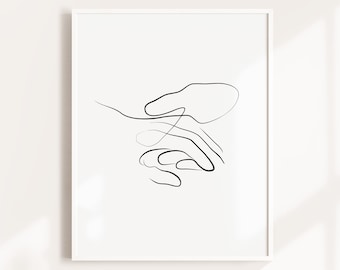 Delicate Hands Line Art Print: Minimalist Couple Drawing (Digital Download)
