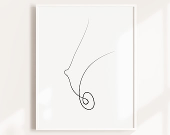 Boobs Line Art Print: Minimalist Woman Drawing (Digital Download)