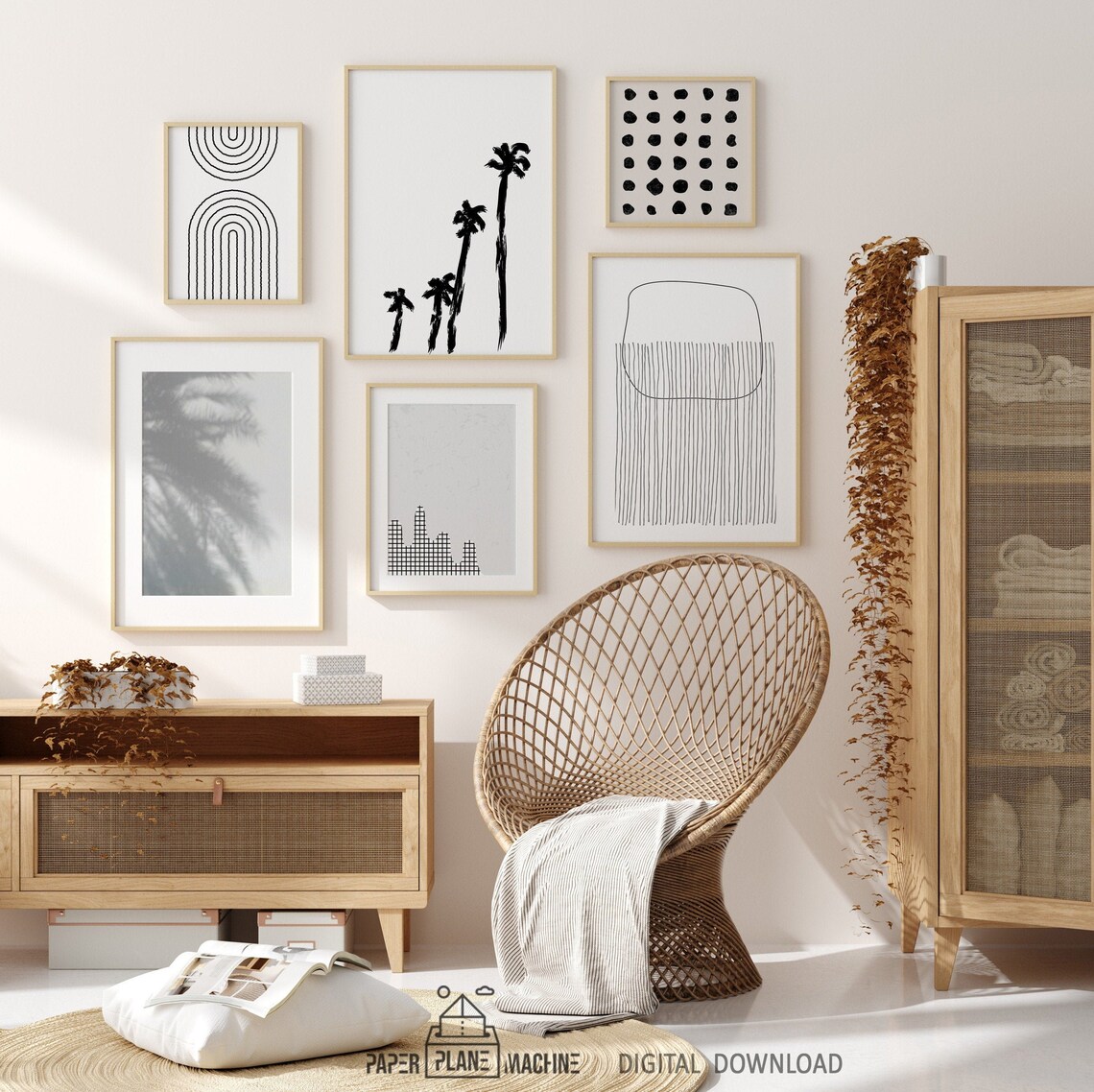 Mid Century Modern Wall Art Set of 6 Boho Gallery Wall Set Etsy