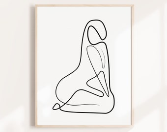 Female Nude One Line Art Print, Minimalist Erotic Art (Digital Download)