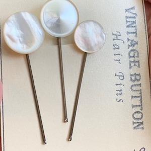 Assorted vintage button hair pins