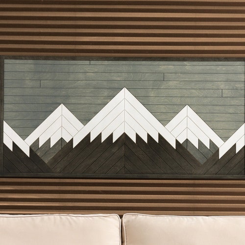 Mountain Wall Art Wood Mountain Panel Art Mountain Wall Etsy