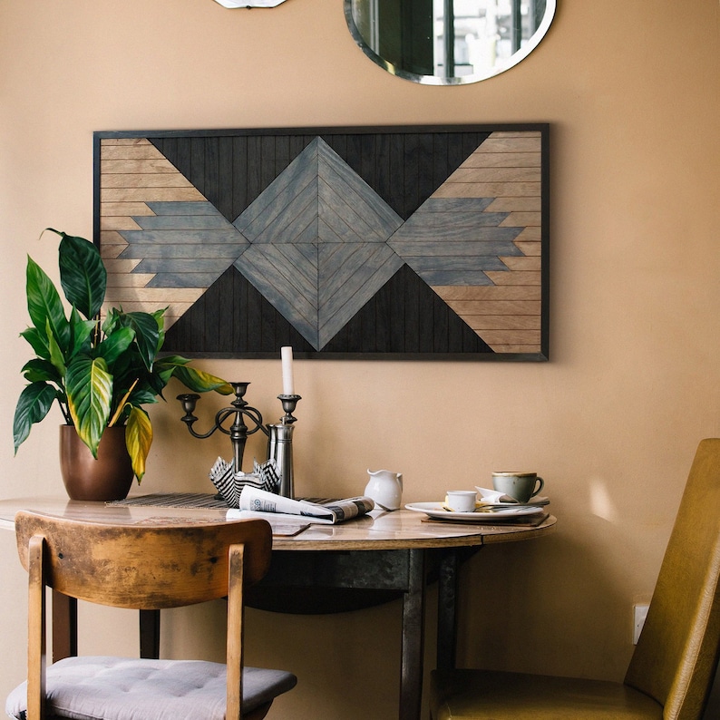 Geometric Wood Wall Art Native Ornament Large Wood Wall