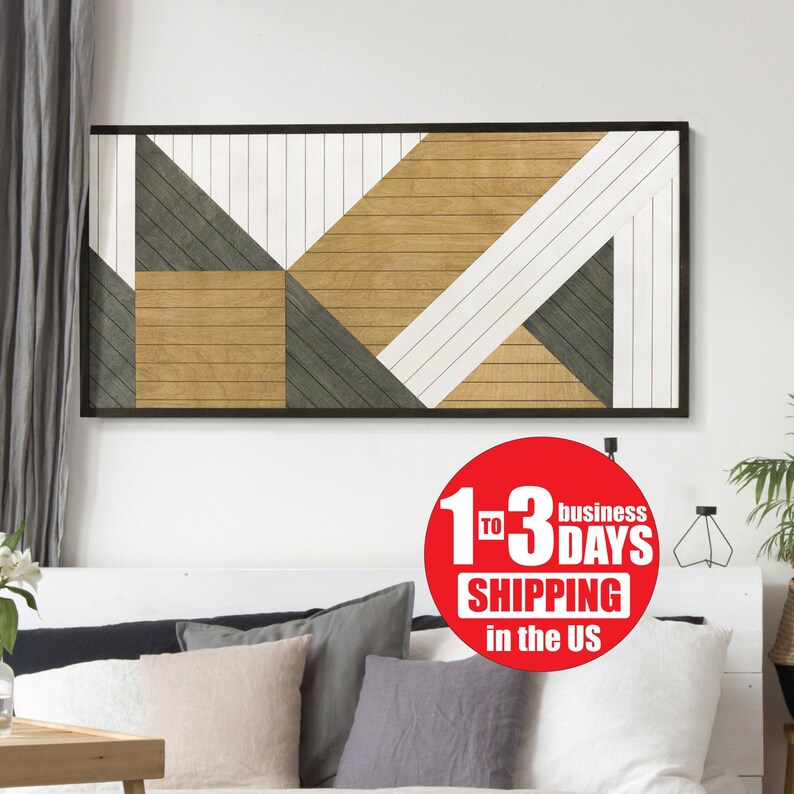 Modern Geometric Wood Wall Art Vertical Wood Wall Panel Etsy Canada