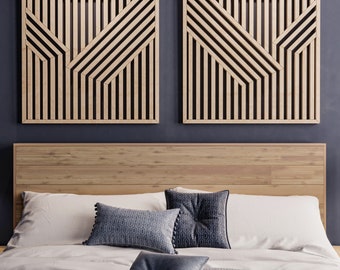 Modern Geometric Wood Wall Art: Handcrafted Mountain Design, Large Wooden Decor for Living Room & Bedroom, Unique Artistry Modern Wood Art