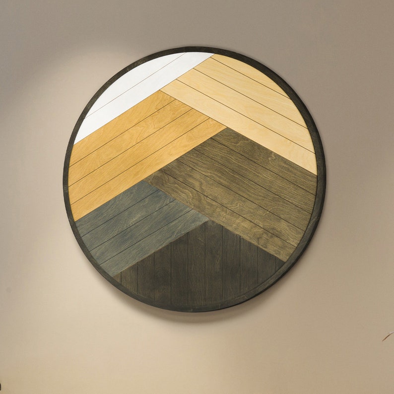 Round Wood Wall Hanging Geometric Wood Wall Art Geometric Etsy
