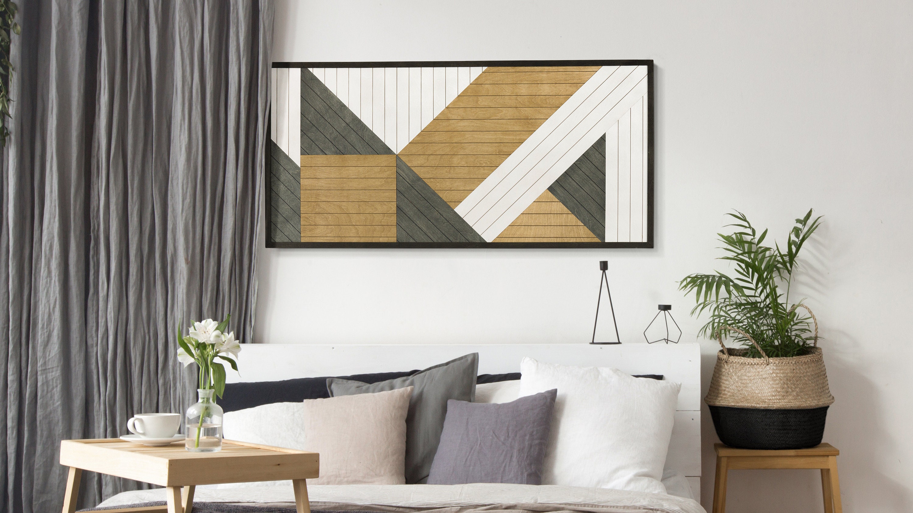 Modern Geometric Wood Wall Art Vertical Wood Wall Panel Etsy Canada