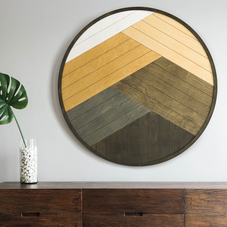 Round Wood Wall Hanging Geometric Wood Wall Art Geometric Etsy UK