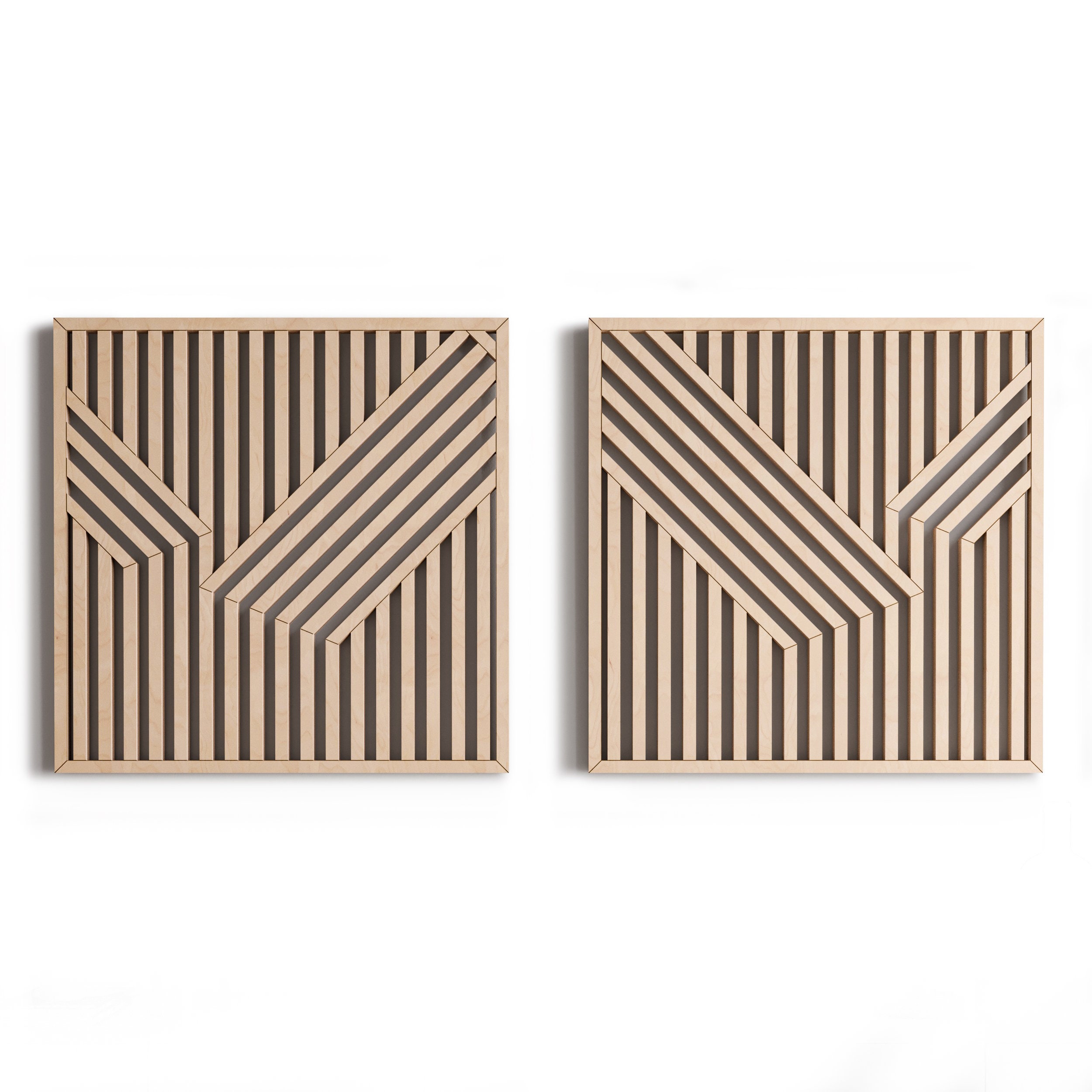 Abstract Wood Wall Art Set Modern Geometric Wooden Wall Etsy