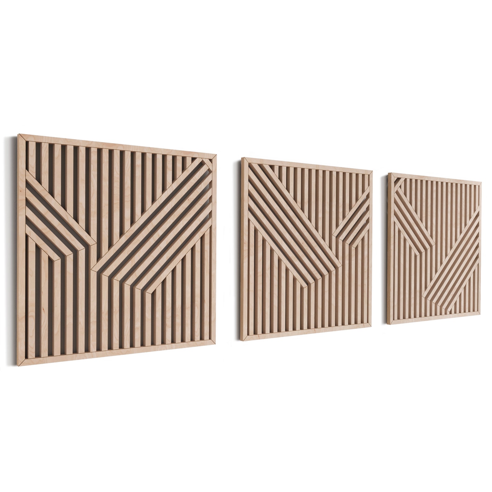 Modern Wood Wall Art Set Large Geometric Wooden Wall Hangings Etsy