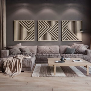 Large Modern Wood Wall Art Set of 3 Wooden Wall Art Set of - Etsy UK