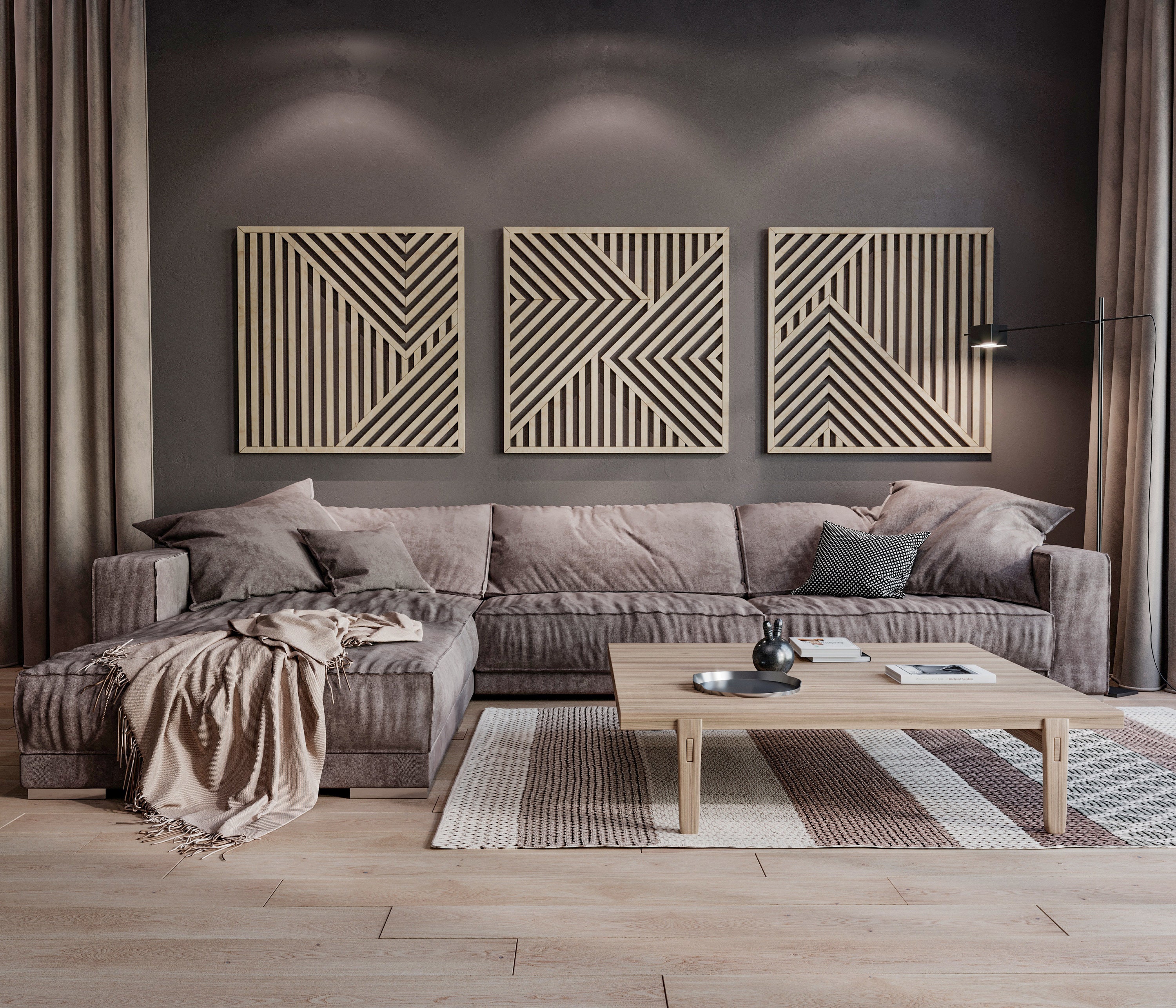 Large Modern Wood Wall Art Set of 3 Wooden Wall Art Set of - Etsy UK