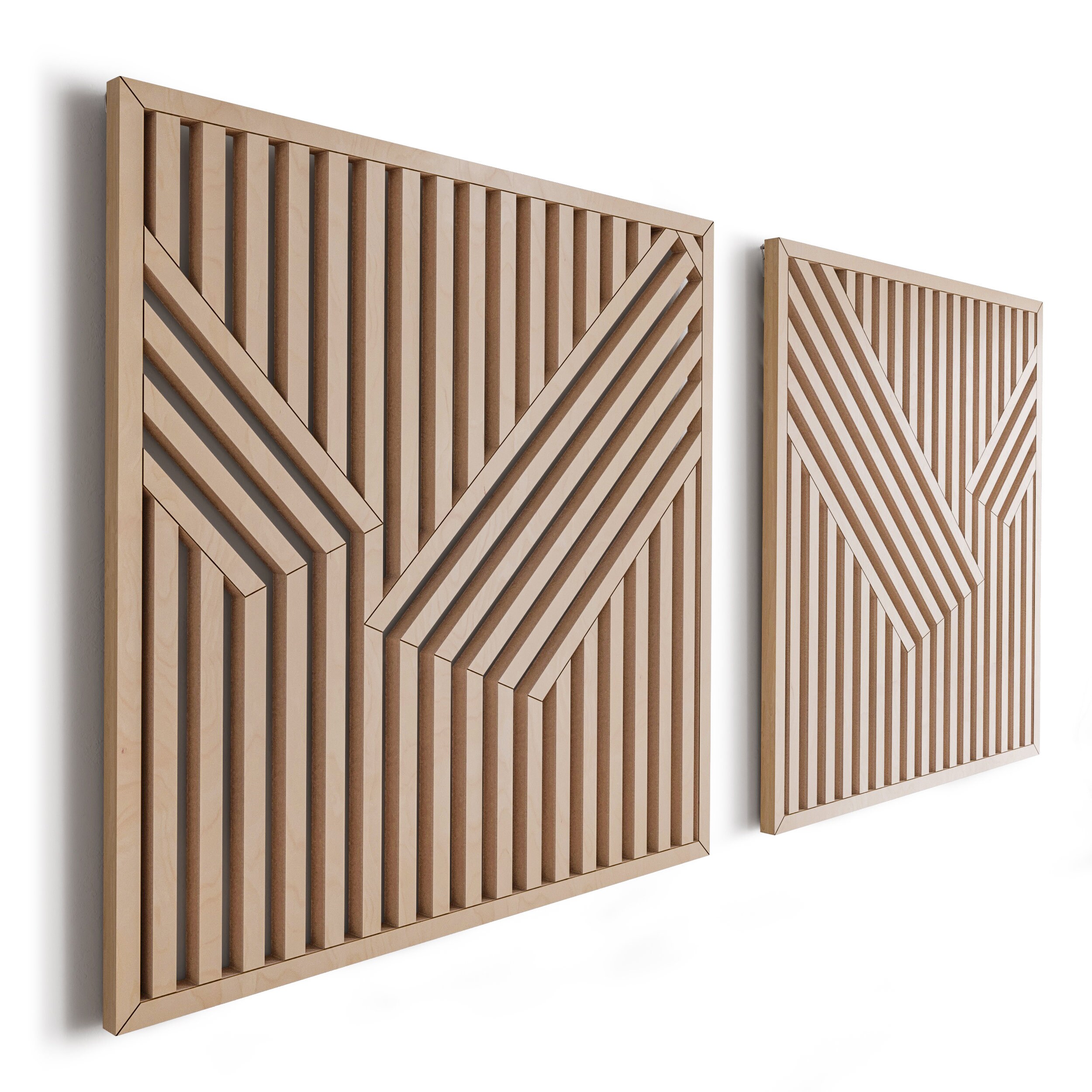 Abstract Wood Wall Art Set Modern Geometric Wooden Wall Etsy