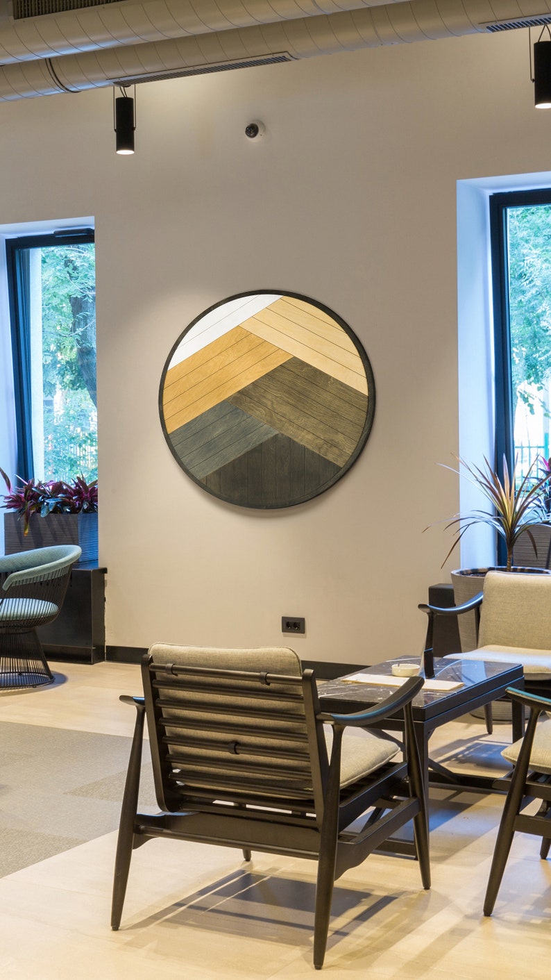 Round Wood Wall Hanging Geometric Wood Wall Art Geometric Etsy