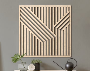 Modern Geometric Wooden Wall Hanging: Abstract Wood Wall Art Panel, Contemporary Wall Decor for Living Spaces, Unique Design