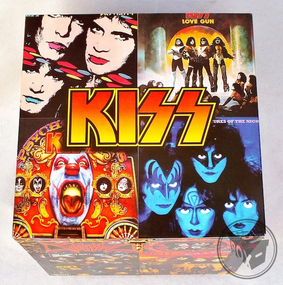 KISS- Large Disc Vinyl LP Hard Storage Box Chest MDF With Wheels