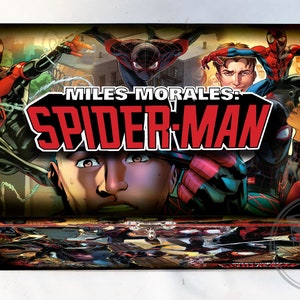 May include: A black and red comic book style box with the text "MILES MORALES: SPIDER-MAN" in red letters. The box features images of Spider-Man in various poses.