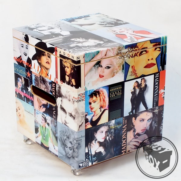 Madonna - Large Disc Vinyl LP Hard Storage Box Chest MDF with Wheels