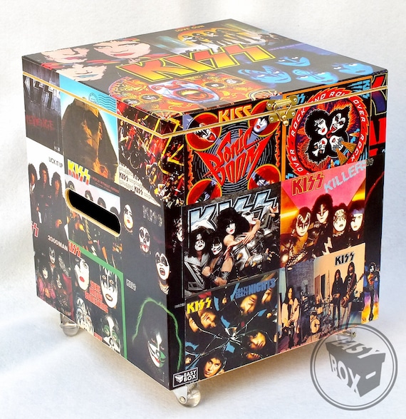 KISS- Large Disc Vinyl LP Hard Storage Box Chest MDF With Wheels