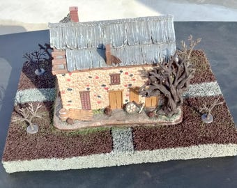 HO Scale Model Of A Abandoned Cabin in the woods.