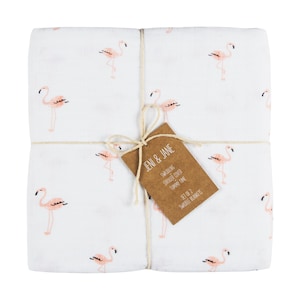 jeni and jane muslin cotton flamingo baby swaddle blankets set of 2