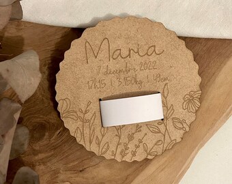 Geboortearmband ondersteuning "Maria" - welkom baby - boog - gepersonaliseerd - souvenirs - zwangerschap - bloemen - geboorte