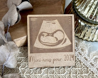 Customizable ultrasound wooden card - pregnancy announcement - baby - birth - original gift - grandpa, grandma, godfather, godmother