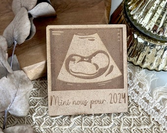 Tarjeta de madera ecografia personalizable - anuncio de embarazo - bebe - nacimiento - regalo original - abuelo, abuela, padrino, madrina