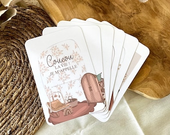 Carte vintage per bambini - Boho - trendy - gravidanza - nascita del bambino - souvenir - Primo anno del bambino