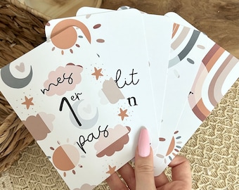 Cartes étapes premières fois bébé Mon Soleil - arc-en-ciel - Première année bébé - Mois anniversaires - 1ère année - naissance - grossesse