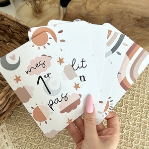 Tarjetas de hitos del bebé por primera vez Mon Soleil - arco iris - Bebé del primer año - Meses de cumpleaños - 1er año - nacimiento - embarazo