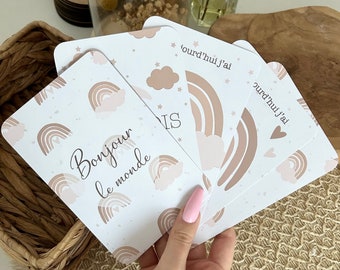 Cartes étapes bébé - arc-en-ciel - Première année bébé - Mois anniversaires - 1ère année - grossesse