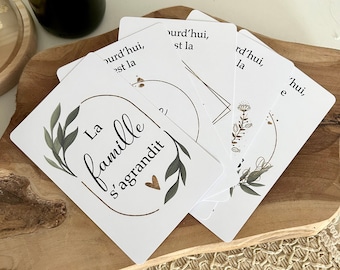 20 Cartões de marcos de gravidez - Abriel - cartões de lembrança - nascimento - bebê - eucalipto - natural - dourado - chá de bebê - presente