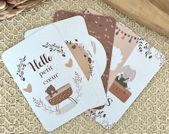 Cartes étapes bébé 1 ère année Esther - naissance - souvenirs bébé - automne - florale - mois anniversaires - automne - grossesse - baby