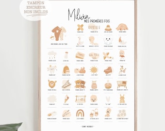 Affiche « mes premières fois » - chambre bébé - enfant - cadeau naissance - grossesse - enfance - mignon - étapes bébé